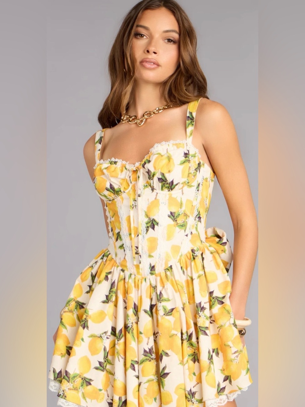 Windsor Yellow Fresh Squeeze Lemon Skater Dress - Picture 3 of 5
